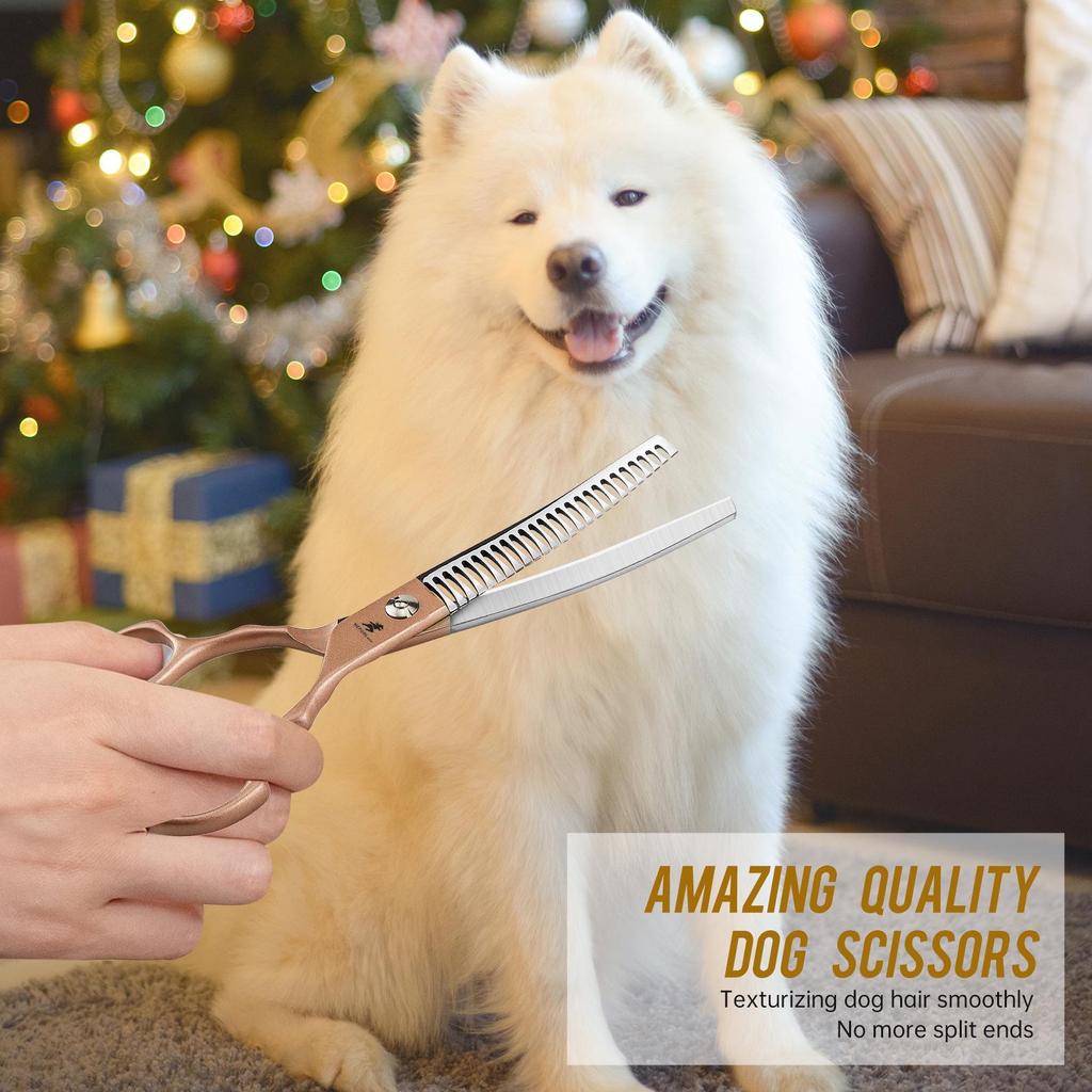 6.5" Meideng-Style Half-Gold Fishbone Pet Grooming Thinning Shears
