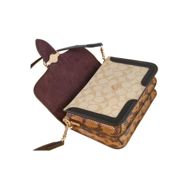 New COACH Georgie Leather Handheld Bag Handbag Shoulder Bag Crossbody Bag Small Size Women's Black & Brown 6192-IMRKY