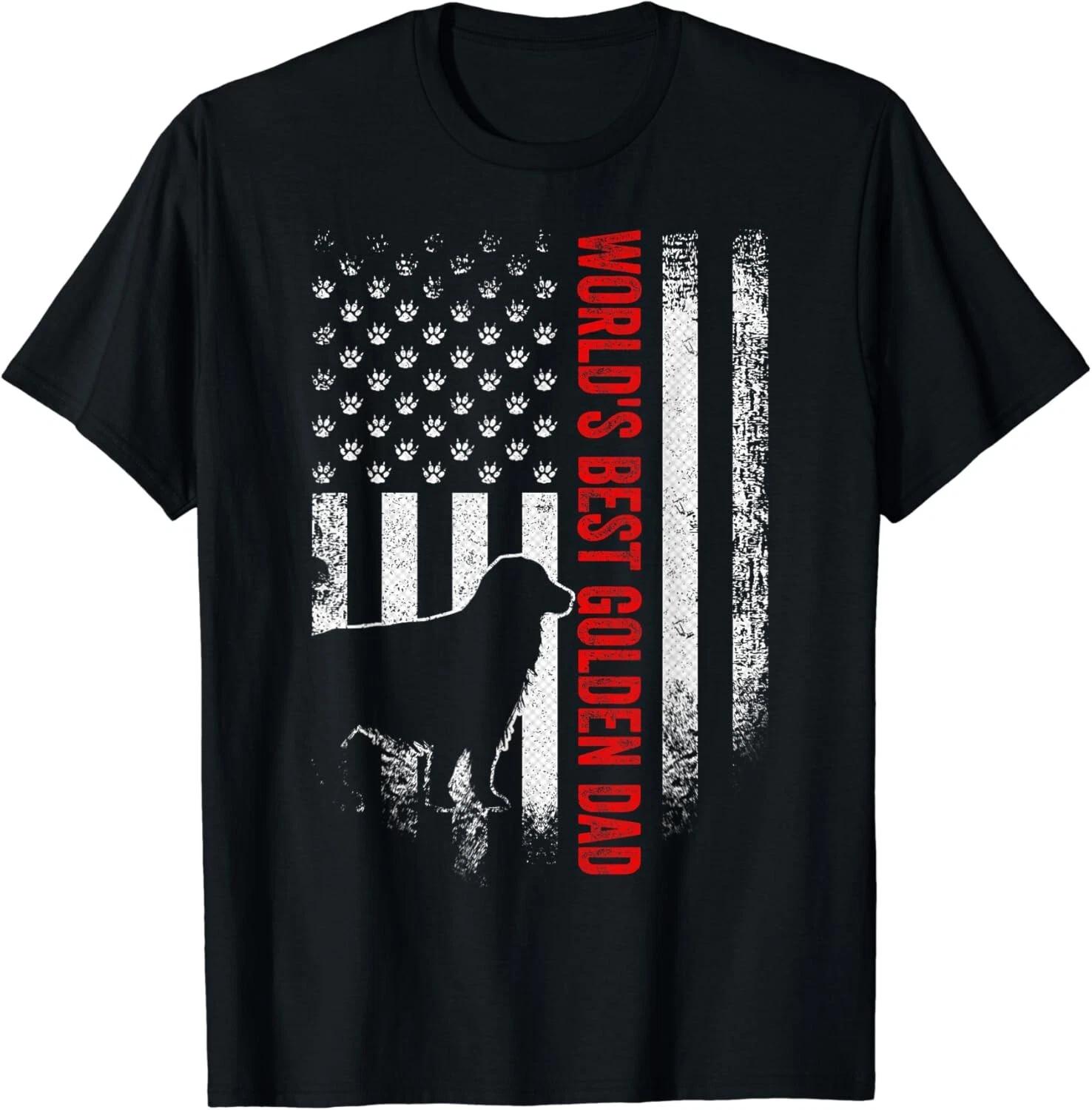 Vintage American Flag World s Best Golden Retriever Dad Dog Gift Unisex T-Shirt S