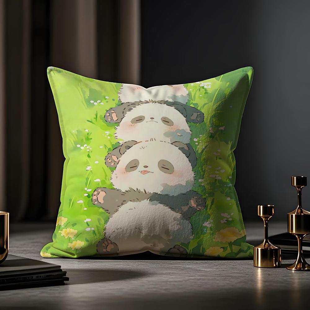 Cartoon Drawing Animal Cushion Cover Anti-dustmite Pillowcase Invisible Zipper Silky Short Plush Sofa Cushion Cover