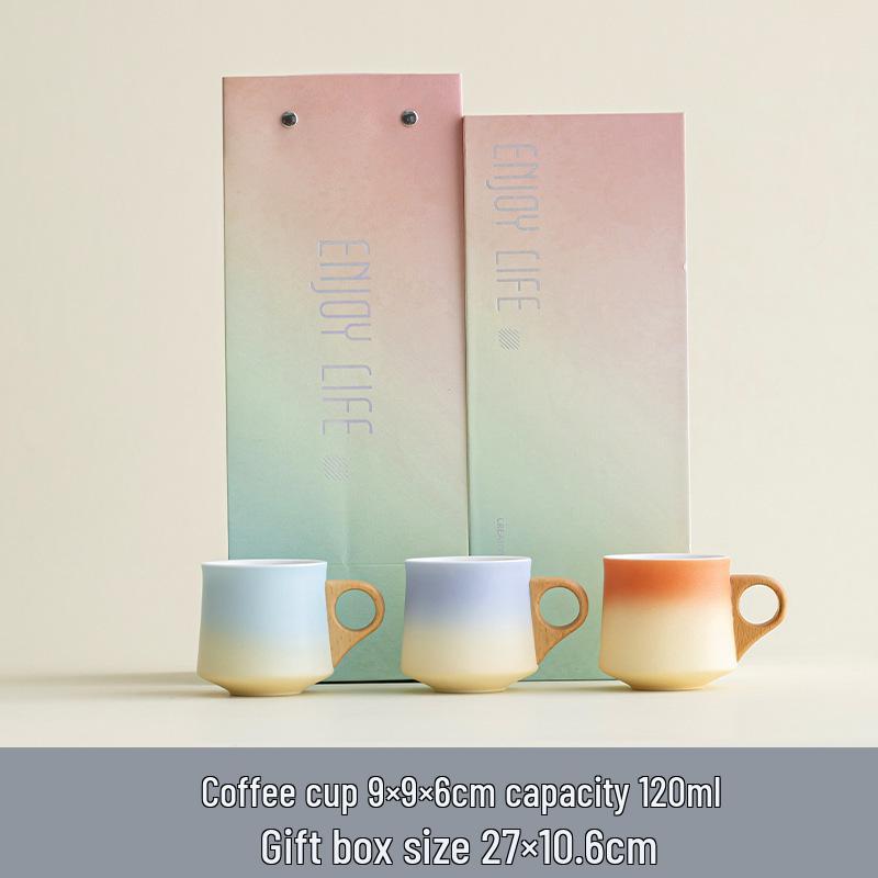 Premium Ceramic Tea Cup Set with Wooden Handles: Elegant Australian White Espresso Cups for Two