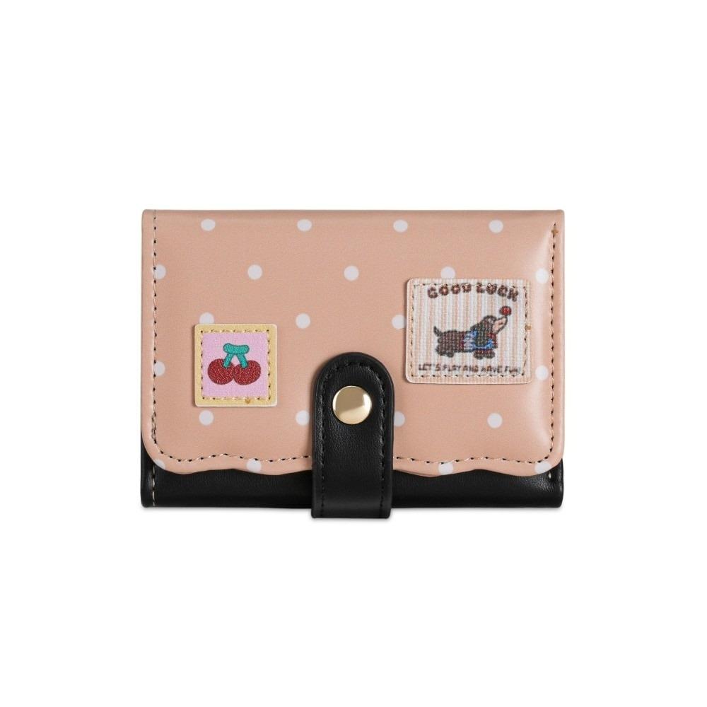 Pu Leather Dachshund Card Holder Sweet Coin Purse Stylish Polka Dot Trifold Wallet Travel чёрный