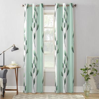 Green Leaves And Stripes Window Curtains For Living Room Kitchen Modern Curtains Home Decor Blinds Drapes