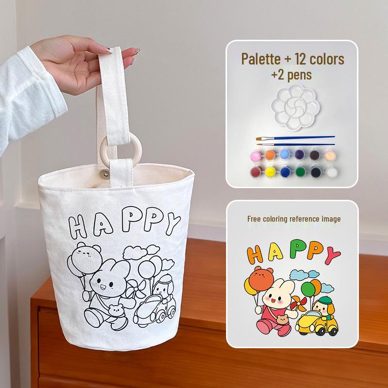 DIY Cartoon-Maltasche für Kinder: Umweltfreundliche, handbemalte Eltern-Kind-Aktivitätstasche