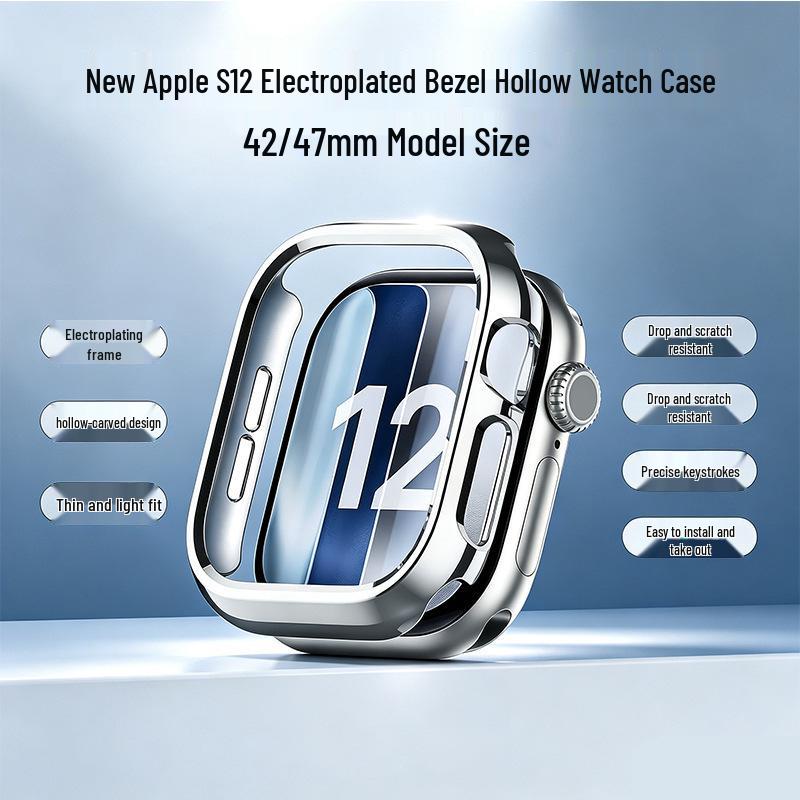 Apple S12 Electroplated Hollow Protective Watch Case for Apple Watch Series 12