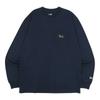 Long Sleeve Medium Navy Cotton Pocket Black Patch S T-Shirt