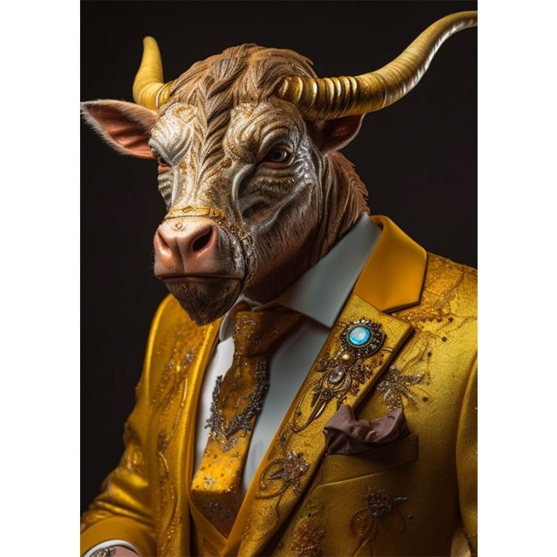 Businessman Animals Suit Style Art Canvas Painting Fashion Style Animals Mural Wall Art Posters Pictures for Living Room Decor