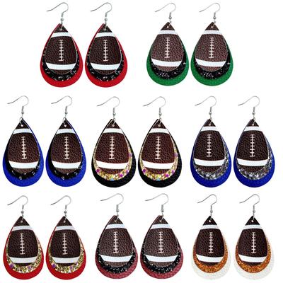 Rugby Drop Leather Earrings Multi-Layer Christmas Earrings