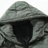 Mens Padded Down Jacket Coat Warm Zipper Hooded Thicken Coats Casual Solid Color Overcoat
