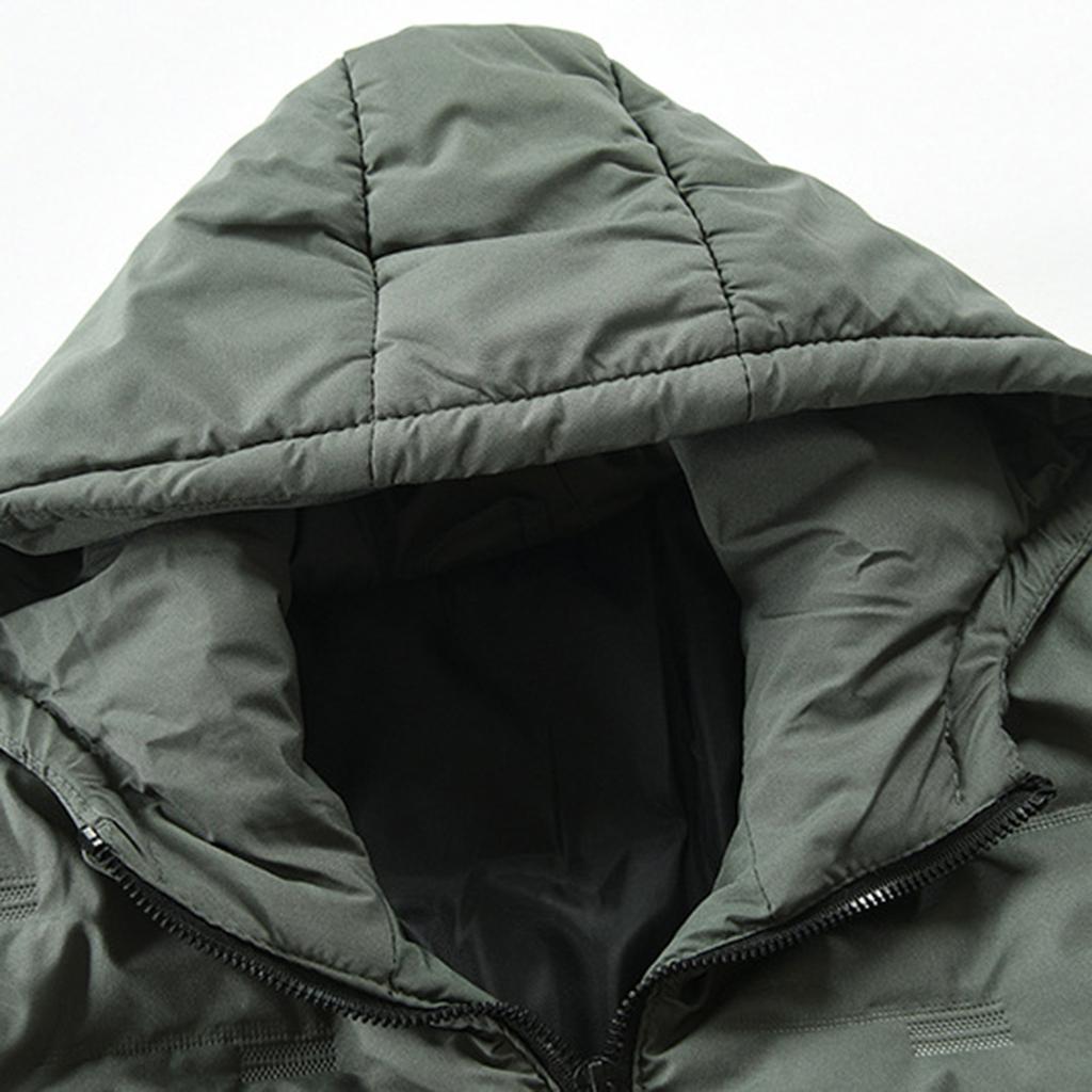 Mens Padded Down Jacket Coat Warm Zipper Hooded Thicken Coats Casual Solid Color Overcoat