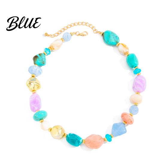 Casual Vacation Necklace Bohemian Necklace Colorful Resin Beaded Choker Retro