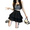 2025 Spring/Summer Women's High Waist Sweet Puff Double Layer Lace Skirt