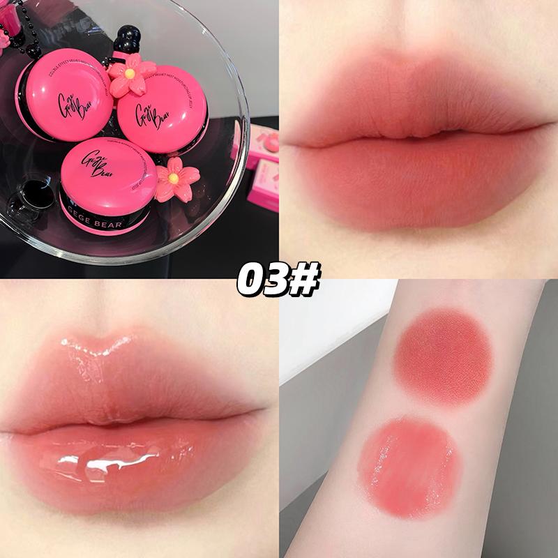 GEGE BEAR Двухэффектный Бархатно-Сияющий Гель-Жидкая Помада для Губ 10г Тинт Бальзам-Трансформер в Матовый Масляный Стержень Сияние Не Сушит Увлажняющий