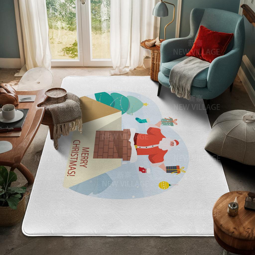 House Entrance Carpet Home Door Mat Living Room Bath Foot Bathroom Non-slip Water Absorption Rugs Bath Merry Christmas Winter