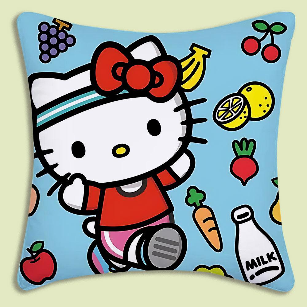 Cartoon Cute Hello Kitty Pillow Covers Cartoon Sofa Decorative Home Double-Sided Printing Short Plush Cute Cushion Cover