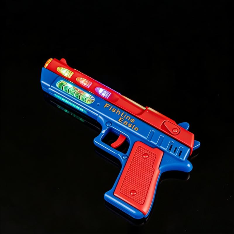 Electric Light Up Pistol Toy Hand Gun Toys with Dazzling LEDs Light Fighting Sound Unique Telescopic Action Pistol for Gift