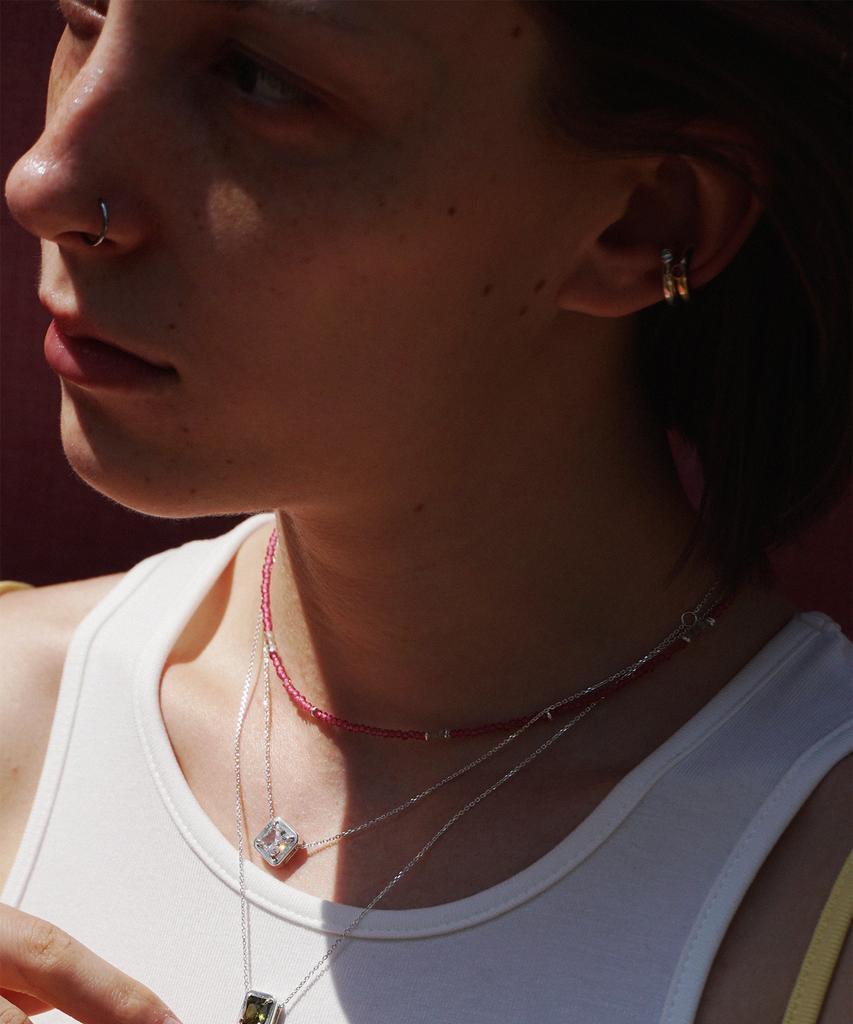 Ourpierre Glitter Necklace Pink