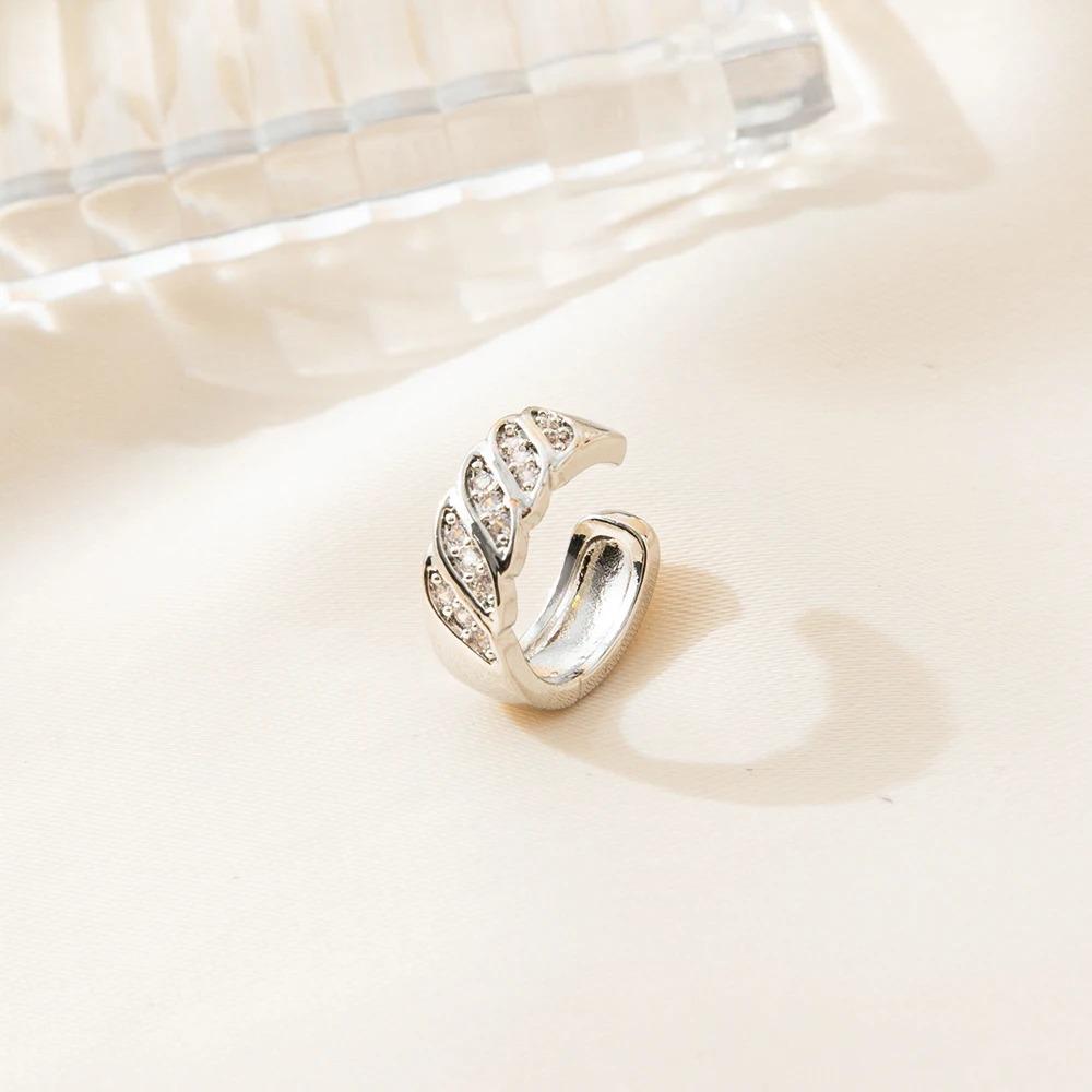 3 Pcs Zircon Korean Wave Multilayer Geometry Ear Cuff Clip on Earrings For Women Without Piercing Non-pierced Jewelry