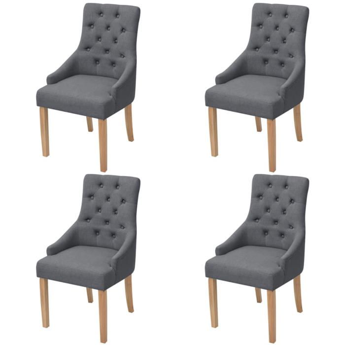 Chaises de salle à manger - VIDAXL - Gris foncé - Tissu - Avec accoudoirs - Contemporain