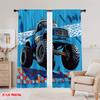 2pcs,2D Plane Printing Popular Curtain Panels Monster Truck Zoom Polyester Fabric (without Rod) Holiday for Bedroom, Living