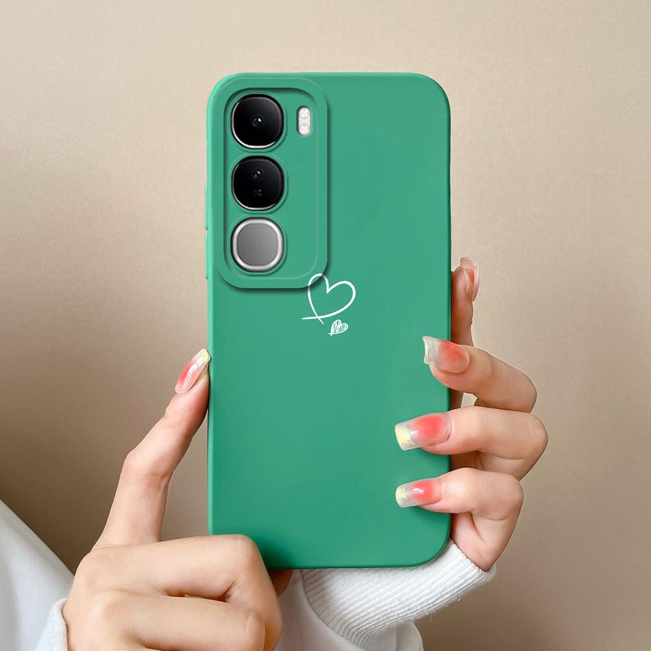 For Vivo V40 Lite V40SE Y200 Y300 Case Simple Heart Liquid Silicone Camera Protection Back Cover For Vivo V 40 Lite V40 SE Funda