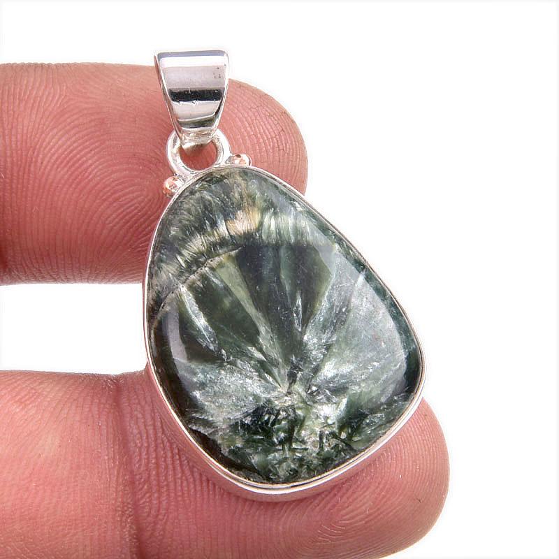 

Natural Seraphinite Gemstone 925 Solid Sterling Silver Gift Pendant 1.50 D3j43