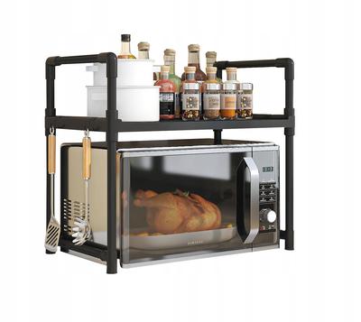 Kitchen Shelf For Microwave Organizer Cabinet Black 2 Levels 48Cm Shelf