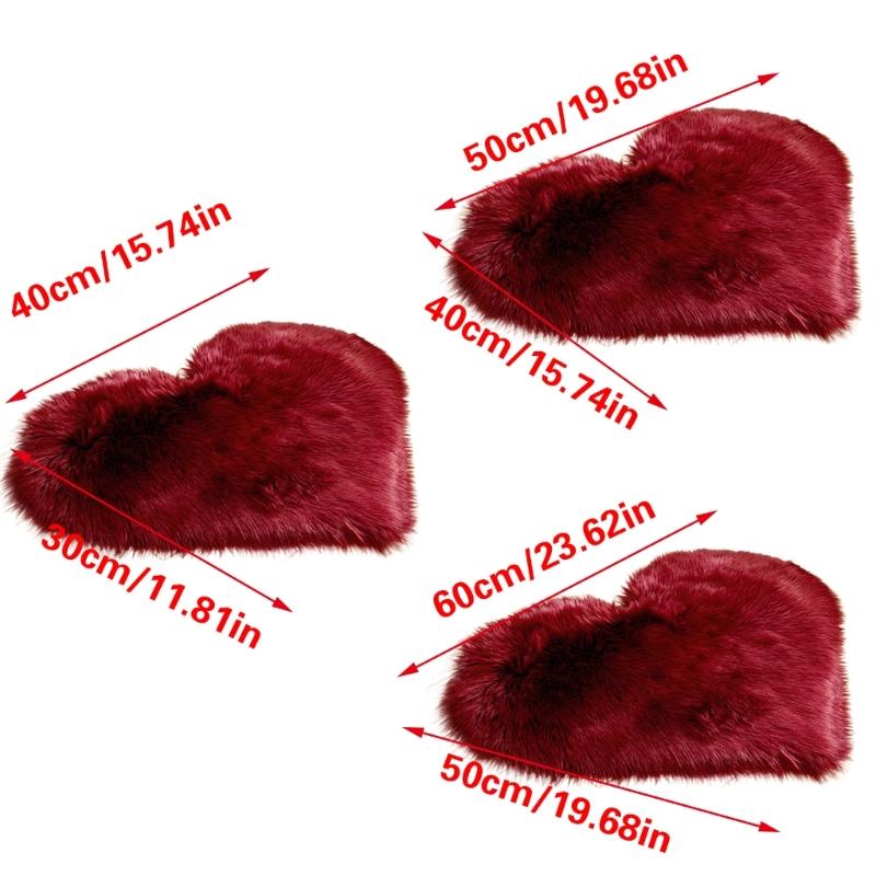 Soft Fluffys Fuzzy heart-Shape Area Rugs, Antiskid Luxury Plushes Faux Fluffys Carpets for Children Playroom Living Room