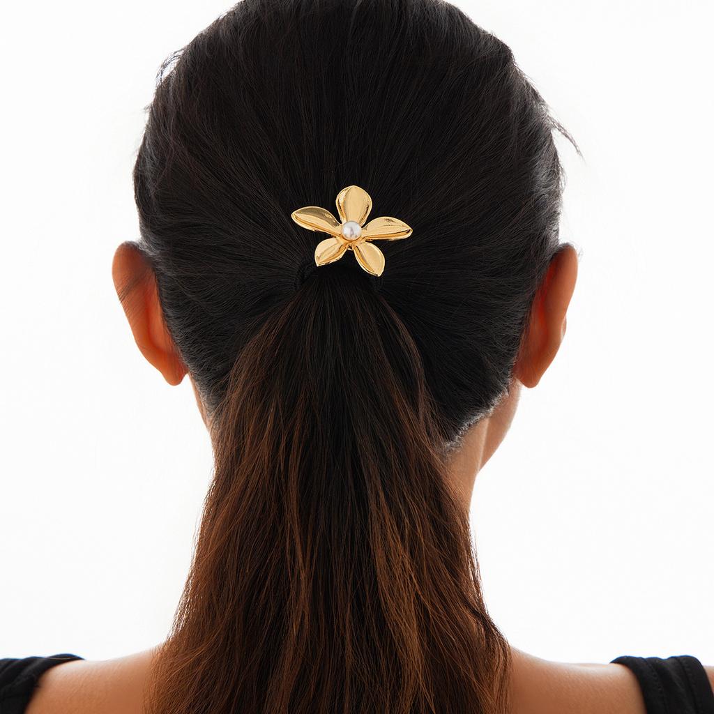 ins simple flower rubber band bow metal hair band, simple elastic hair rope head jewelry