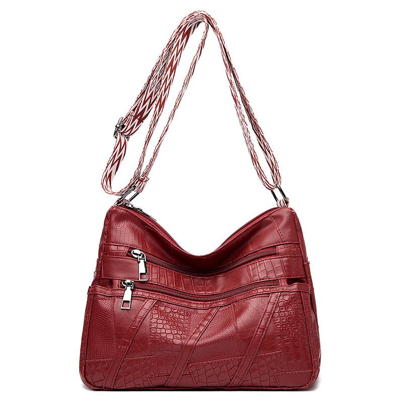 Middle-aged and Elderly Bag Middle-aged Soft Leather Single-shoulder Crossbody Bag Large-capacity Grandma Bag Casually