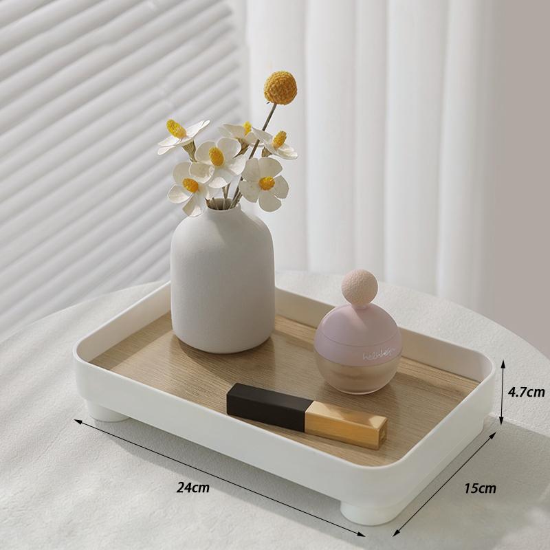 Square Tray Wooden Skincare Product Display Key Desktop Organizer