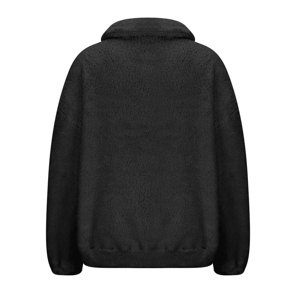 Women's Fashion Solid-Color Fleece-Lined Stand-Up Collar Long-Sleeve Hoodie Casual Top