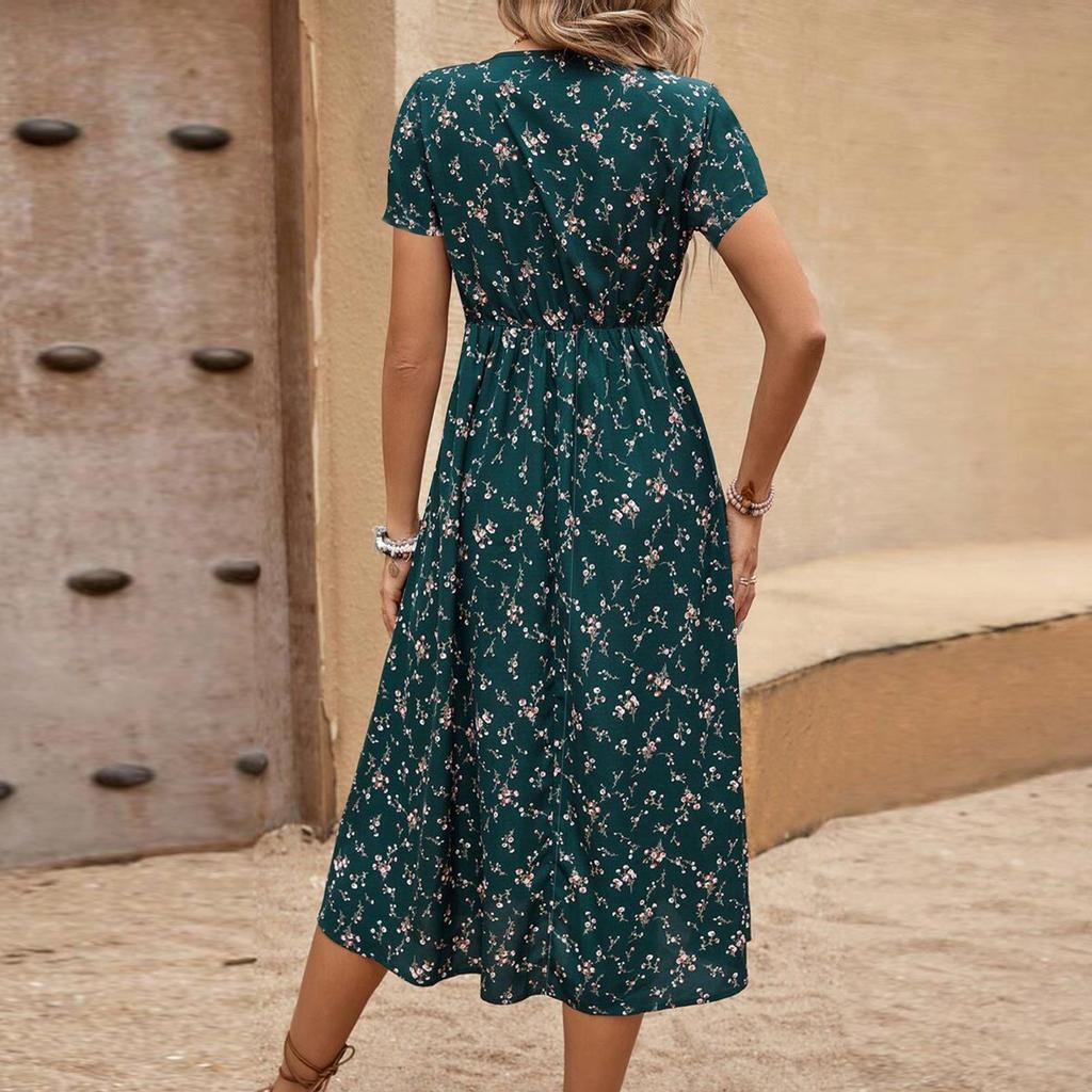 Women's Long Dress Maxi Dress Casual Dress Chiffon Dresses Swing Dress Casual Mature Outdoor Daily Date Ruffled Short Sleeve V-neck Dress