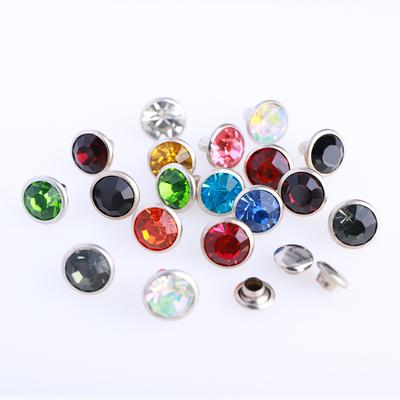 100 stuks 6/8mm Crystal Trim Rivets Rhinestone Diamond Studs voor DIY Crafts Kleding Tas Leer Deco Spikes Glas Boor Rebite