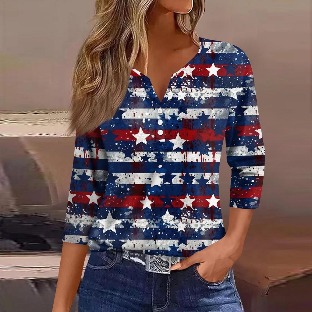 Topuri Damă cu Imprimeu Modă Vintage Casual Larg cu Decolteu în V Mărimi Mari Cămăși