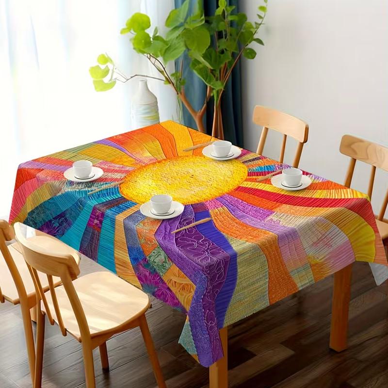 

Bohemian Sunflower Print Vintage Tablecloth, Home Kitchen Decoration, Party And Festival Decoration, Easy To Maintain 90X140CM(3X4.6FT