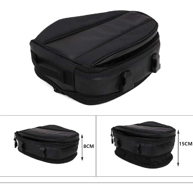 Motorcycle Tail Bag, Motorbike Saddlebags, Waterproof Rear Seat Bike Backpack, Multifunctional Luggage Suitcase, PU Leather Sport Bags, 15 L (Black)