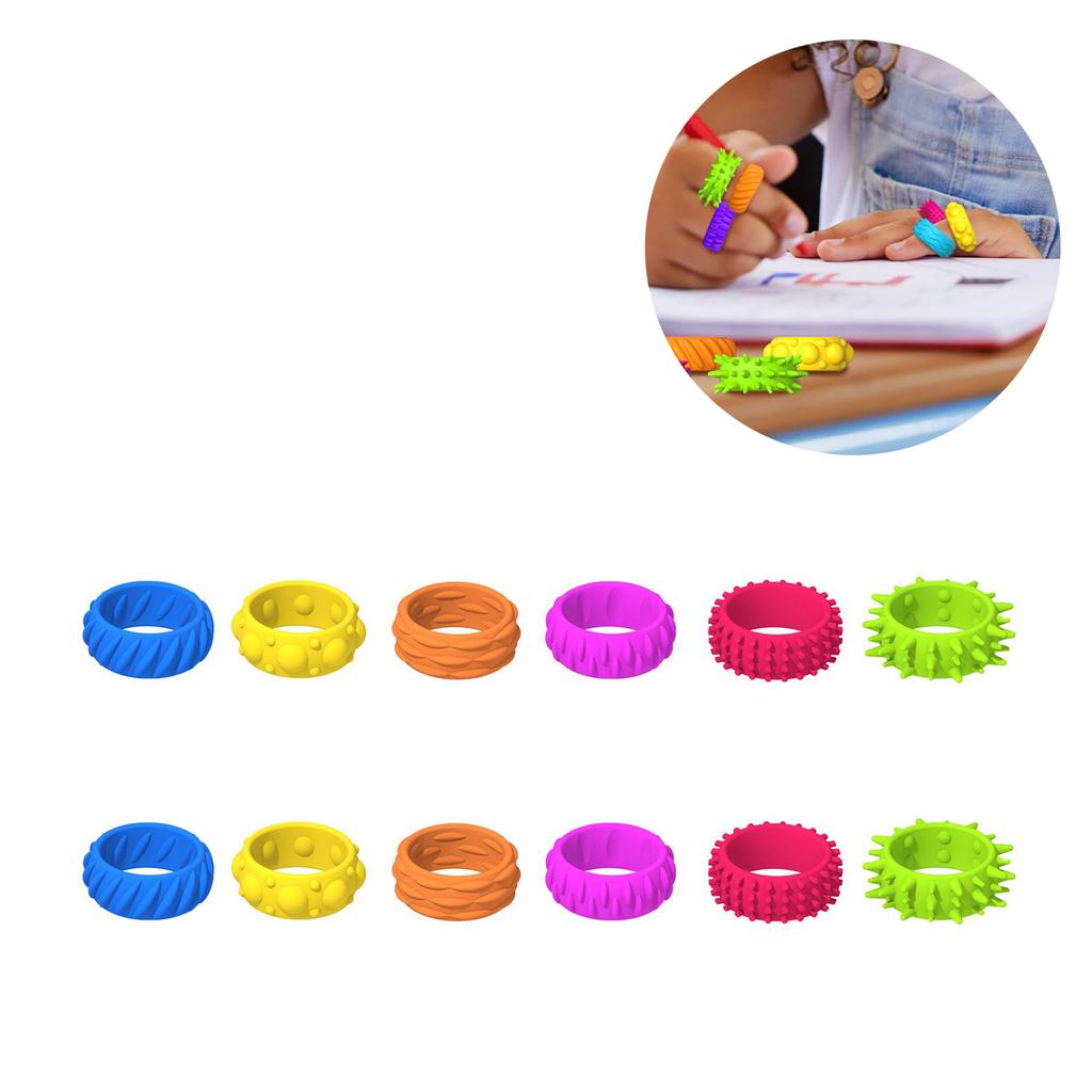 Children Sensory Activity Rings Calming Toy for Stress Relief and Anxiety Novelty Silicone Rings Gadget Textured