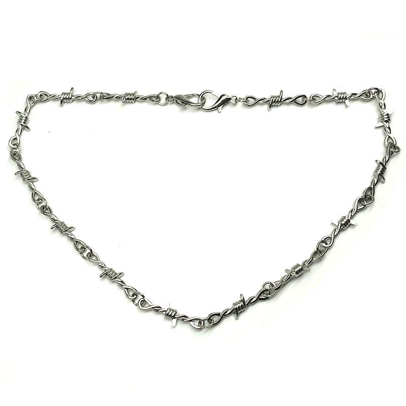 Guochao Hip Hop Trendy Thorn & Brier Pant & Neck Chain - Unisex Dark Hong Kong Style