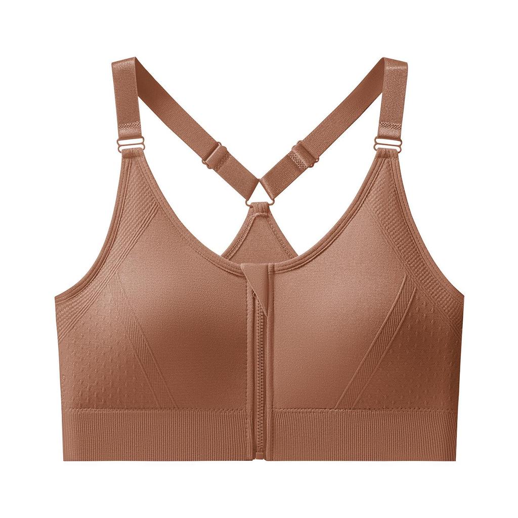 Women's Front Zip Sports Bra - Running, Yoga, Fitness Beautiful Back Design