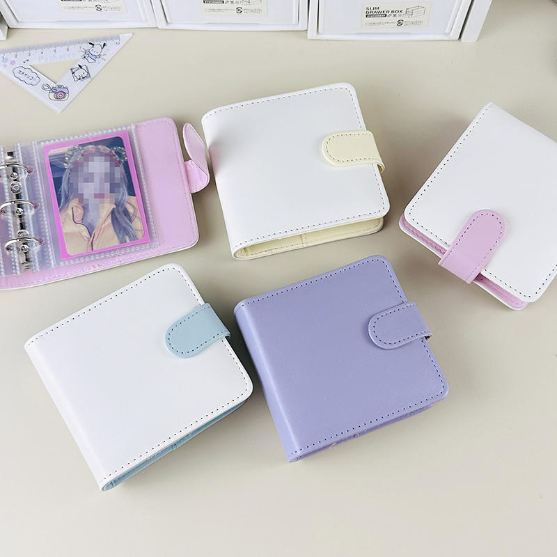 Leichtes Mini Kpop Fotokarten Ordner Cover Buch Loseblatt Leder Kleines Fotoalbum für Organizer Trading Cards Spielkarten