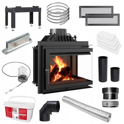 Cast Iron Fireplace KRATKI SIMPLE Right 8 kW Ø 200 Set