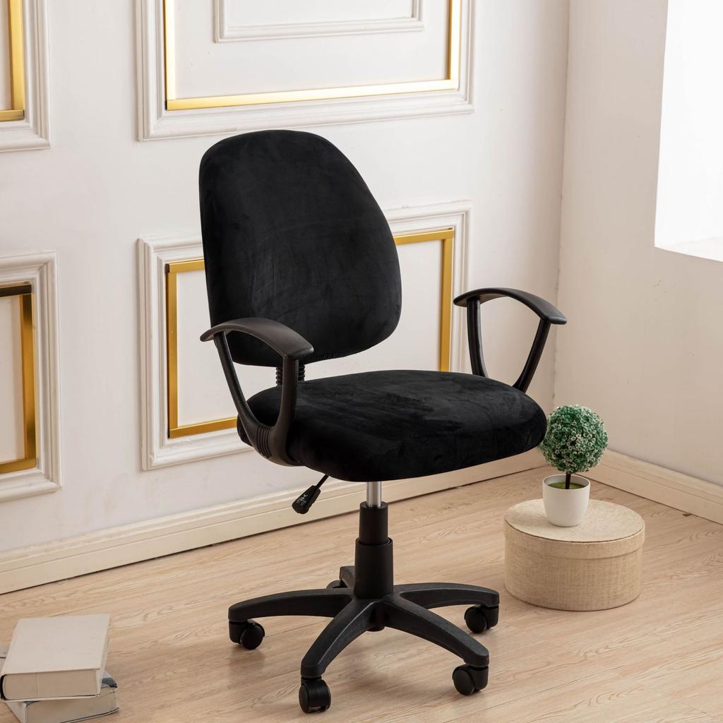 Universal Split Seat Cover Home Office Computer Chair Cover Stretch Anti-dust Soft Velvet Armchair Slipcover Seat Protector Case