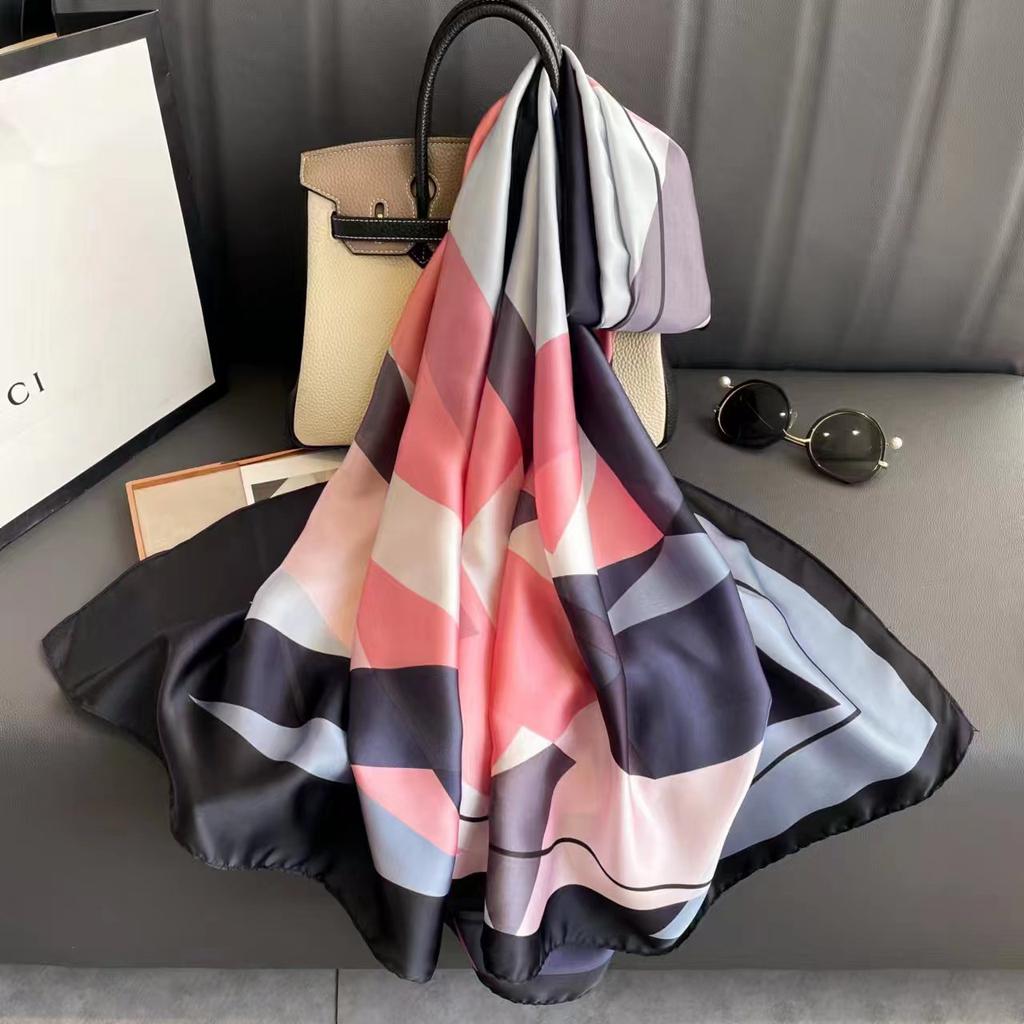 Silk scarf female spring and autumn fashion printing simulation silk temperament sarong thin section shawl scarf