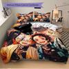 Set Biancheria da Letto Anime Demon Slayer Kimetsu no Yaiba 3 Pezzi-Completo Universale Tre Pezzi per Camera da Letto, Camera degli Ospiti, Soggiorno, Hotel-Regalo Perfetto per