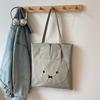 Student Cartoon Shoulder Bag Women's Large Capacity Solid Color Tote Bag