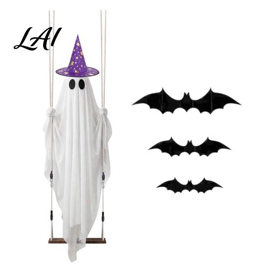Geisterhafte Hängelichter für die Terrasse Halloween Schaukel Geist-Ornament mit LED-Lichterkette Außen Dekoration Verstellbare Gruselige Displays Aufleuchtendes Fledermaus-Dekor