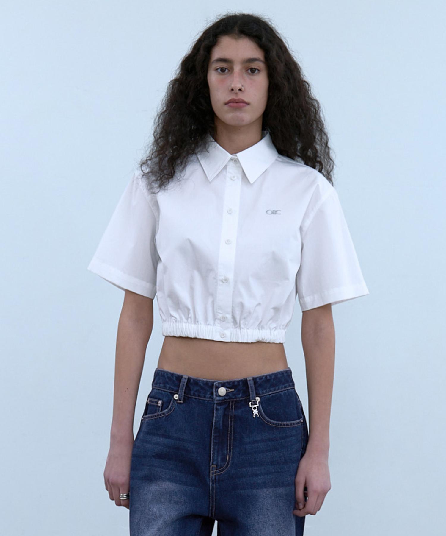 Oioi Collection Daily Elastic Waist Short Sleeve Shirt White Xs