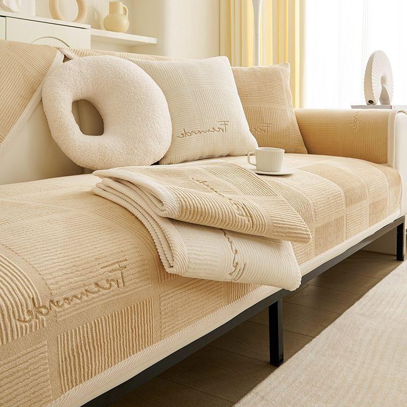 

Зимний молочный плюшевый чехол для дивана для гостиной, нескользящий плюшевый диван, подушка, коврик, современная простота, диван, полотенце, домашний диван