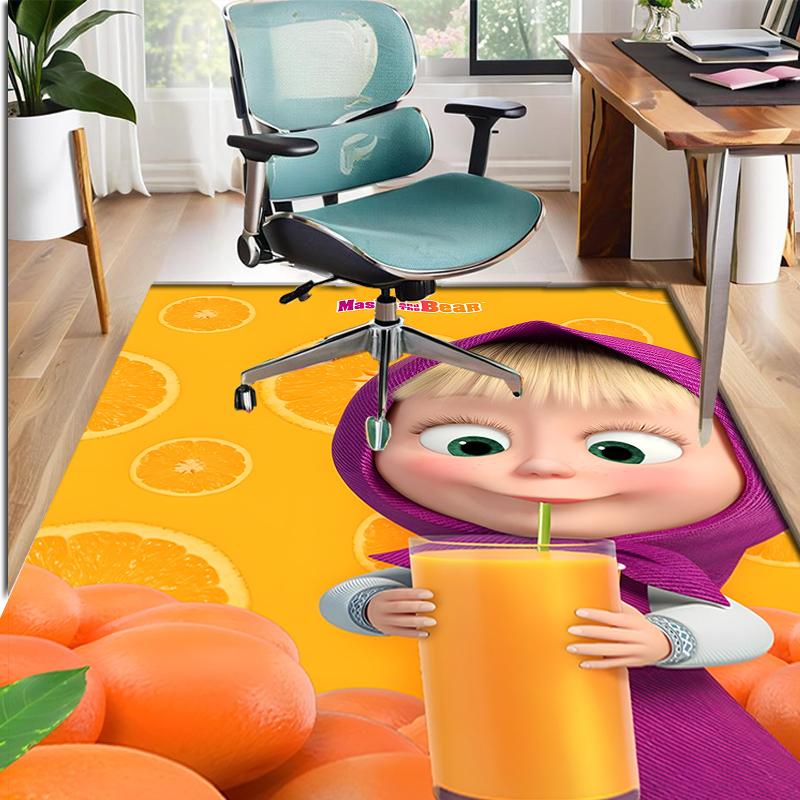 Masha and The Bear Pattern Rug, Indoor/Outdoor Mat, for Picnic, Gameroom, Bedroom, Office, Living Room, Home Decor Carpet, Birthday Gift